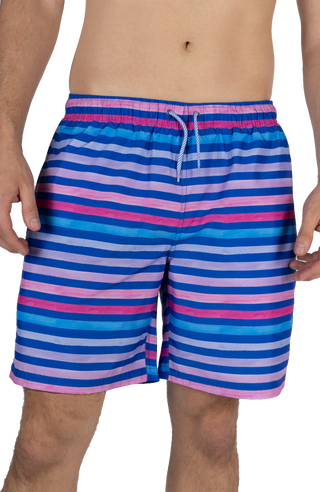 Blue & Pink Stripe Swim Shorts