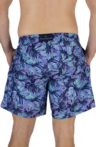 Tropical Leaf Print Swim Shorts