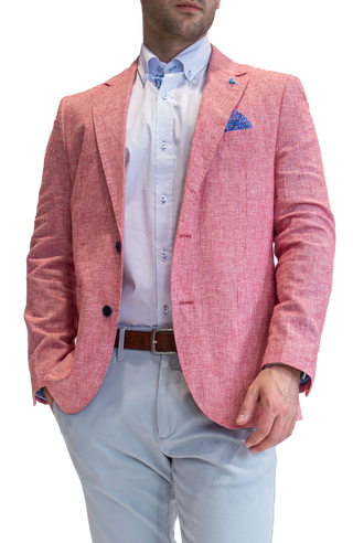 Red Textured Mini Houndstooth Sport Coat