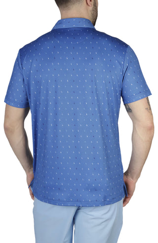 Blue Mini Byrd Print Performance Polo