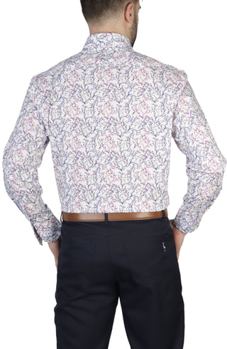 Vine Floral Cotton Stretch Long Sleeve Shirt