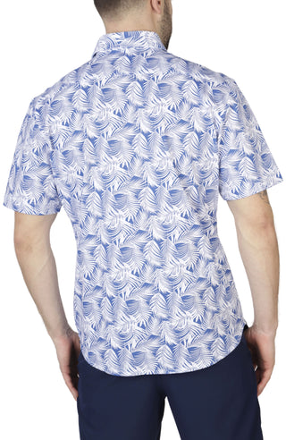 Blue & White Tropical Knit Short Sleeve Getaway Shirt