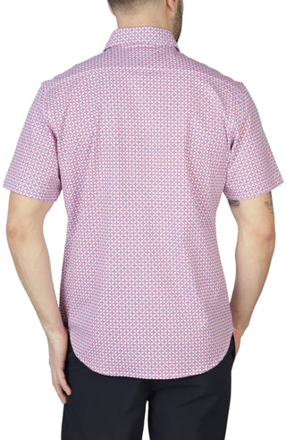 Pink Retro Geo Knit Short Sleeve Getaway Shirt