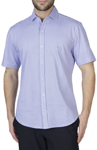 Light Purple Mini Geo Knit Short Sleeve Getaway Shirt
