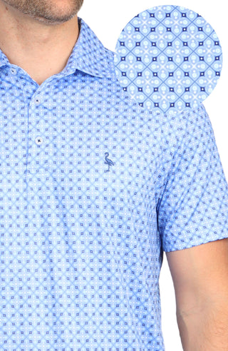 Geo Medallion Print Performance Polo