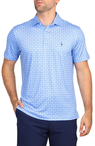 Geo Medallion Print Performance Polo