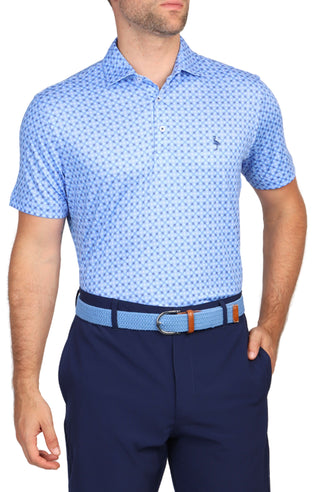 Geo Medallion Print Performance Polo