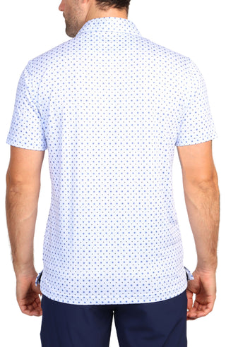 White Geo Floral Performance Polo