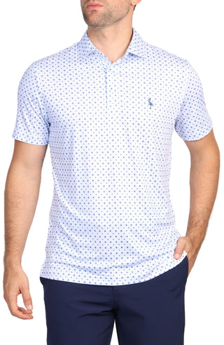 White Geo Floral Performance Polo