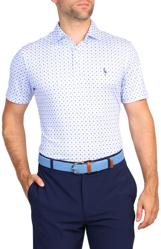 White Geo Floral Performance Polo