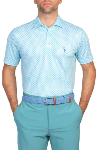 Seafoam Geo Floral Performance Polo