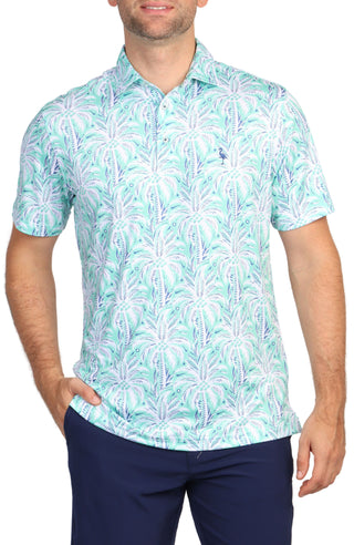 Palm Tree Print Performance Polo