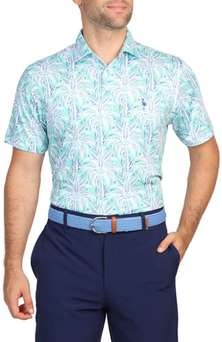 Palm Tree Print Performance Polo