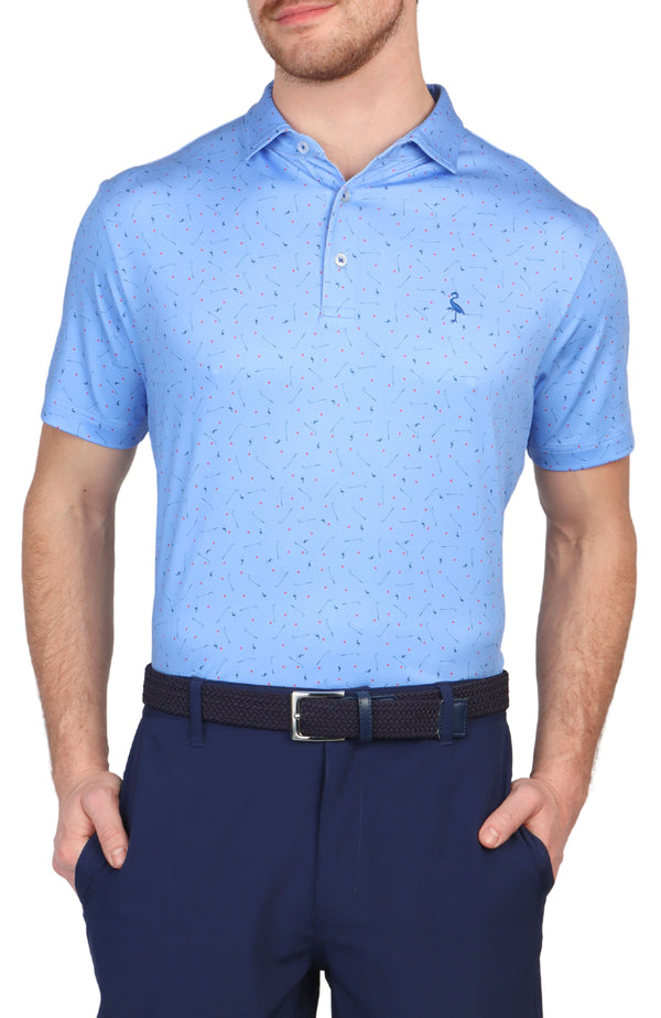 Scattered Golf Clubs Print Performance Polo