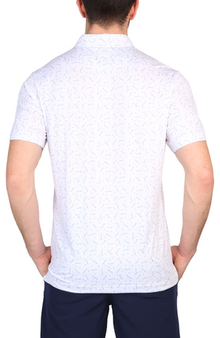 Scattered Golf Clubs Print Performance Polo