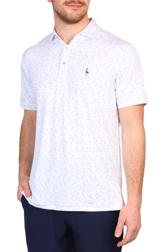 Scattered Golf Clubs Print Performance Polo