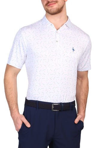 Scattered Golf Clubs Print Performance Polo