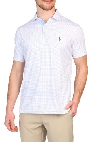 Neon Grid Print Performance Polo