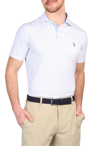 Neon Grid Print Performance Polo