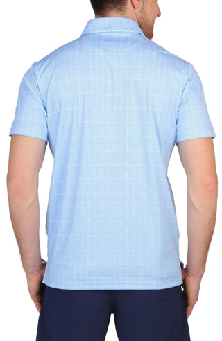 Blue Micro Check Performance Polo