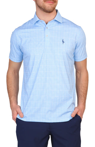 Blue Micro Check Performance Polo