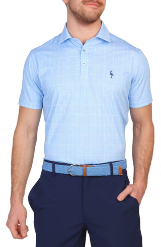 Blue Micro Check Performance Polo