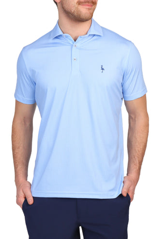 Blue Mini Grid Performance Polo