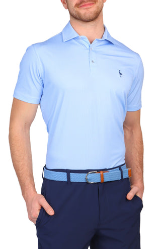 Blue Mini Grid Performance Polo