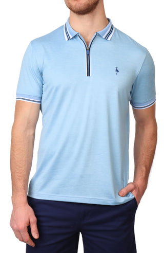 Striped Collar Mesh Performance Polo