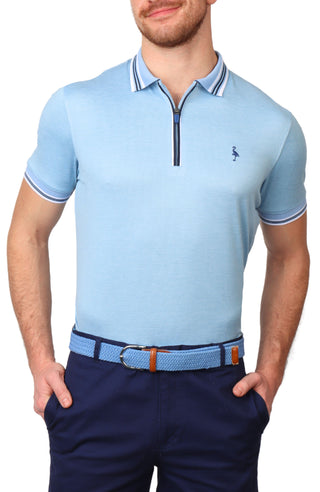 Striped Collar Mesh Performance Polo