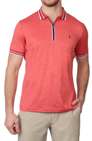 Striped Collar Mesh Performance Polo