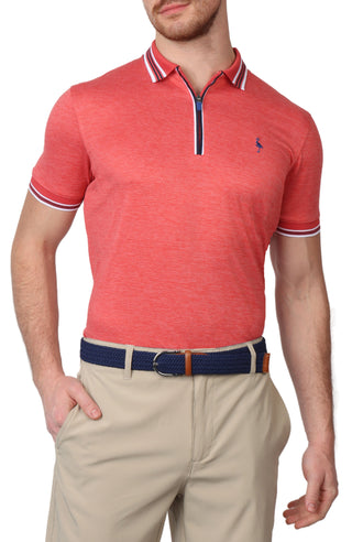 Striped Collar Mesh Performance Polo