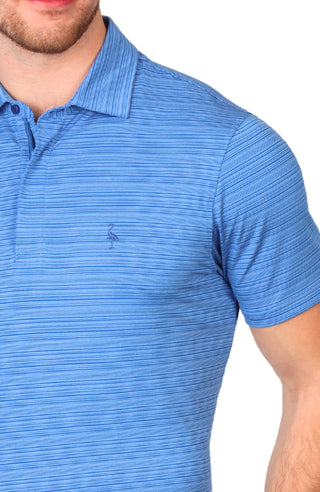 Yarn Dye Stripe Zipper Performance Polo