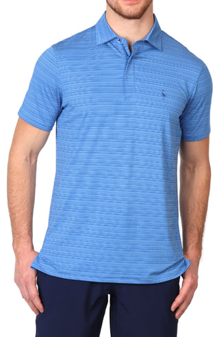 Yarn Dye Stripe Zipper Performance Polo