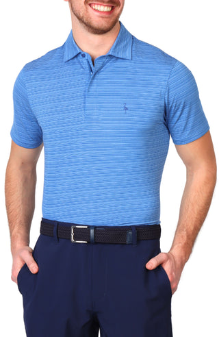 Yarn Dye Stripe Zipper Performance Polo