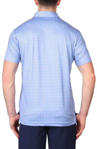 Blue Diamond Floret Print Performance Polo