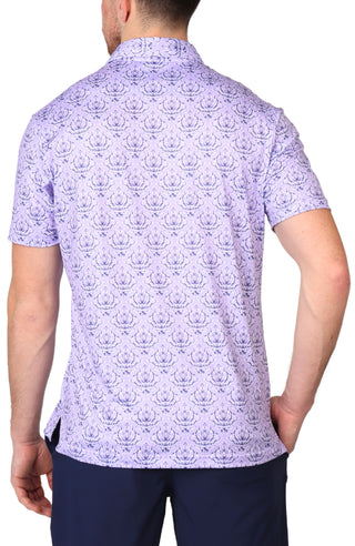 Lilac Damask Print Performance Polo