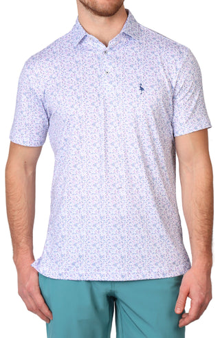 Ditsy Floral Print Performance Polo