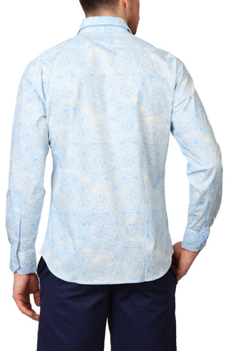 Blue Mandala Long Sleeve Sport Shirt