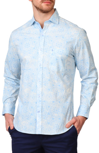 Blue Mandala Long Sleeve Sport Shirt