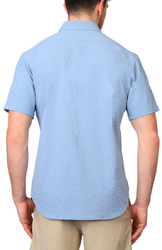 Solid Seersucker Short Sleeve Shirt