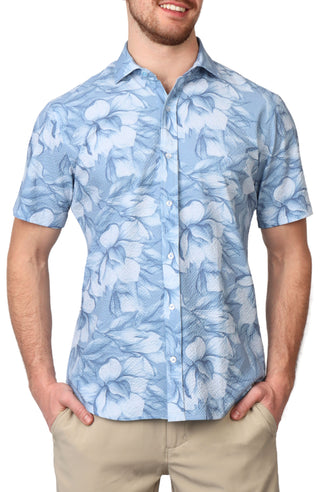 Tropical Seersucker Short Sleeve Shirt