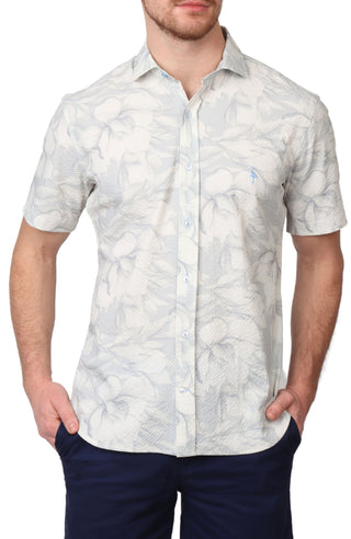 Tropical Seersucker Short Sleeve Shirt