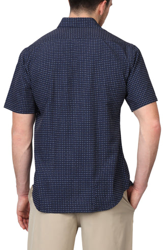 Navy Geo Printed Performance Short Sleeve Shirt