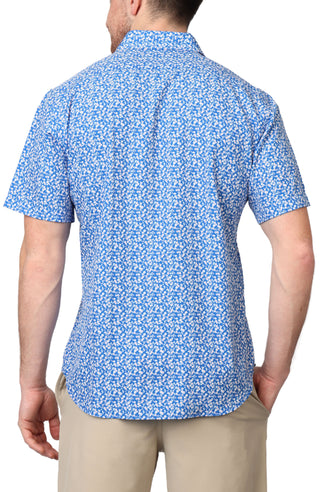 Blue Spring Floral Performance Short Sleeve Shirt