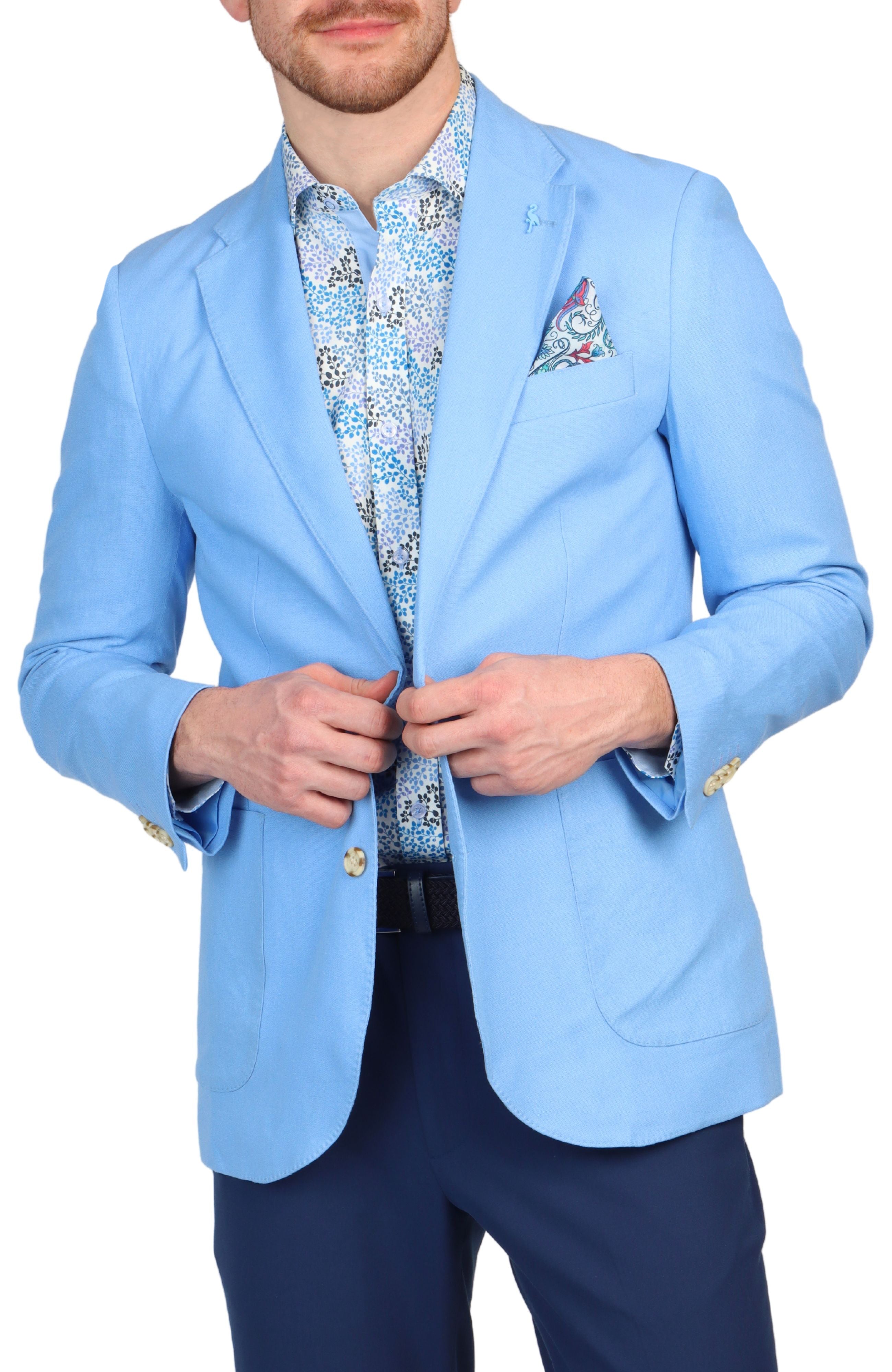 Signature Bright Blue Linen Sport Coat - Mens Blazer Jackets