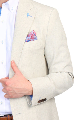 Beige Textured Linen Sport Coat