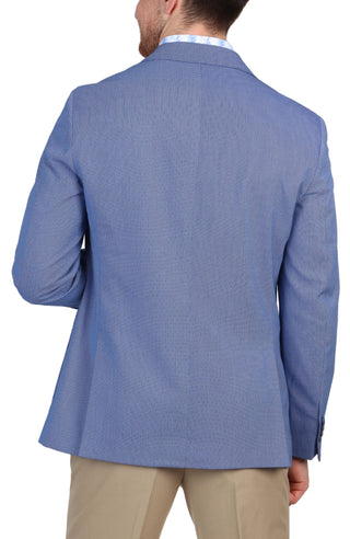 Blue Textured Solid Sport Coat