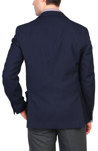 Navy Textured Solid Sport Coat