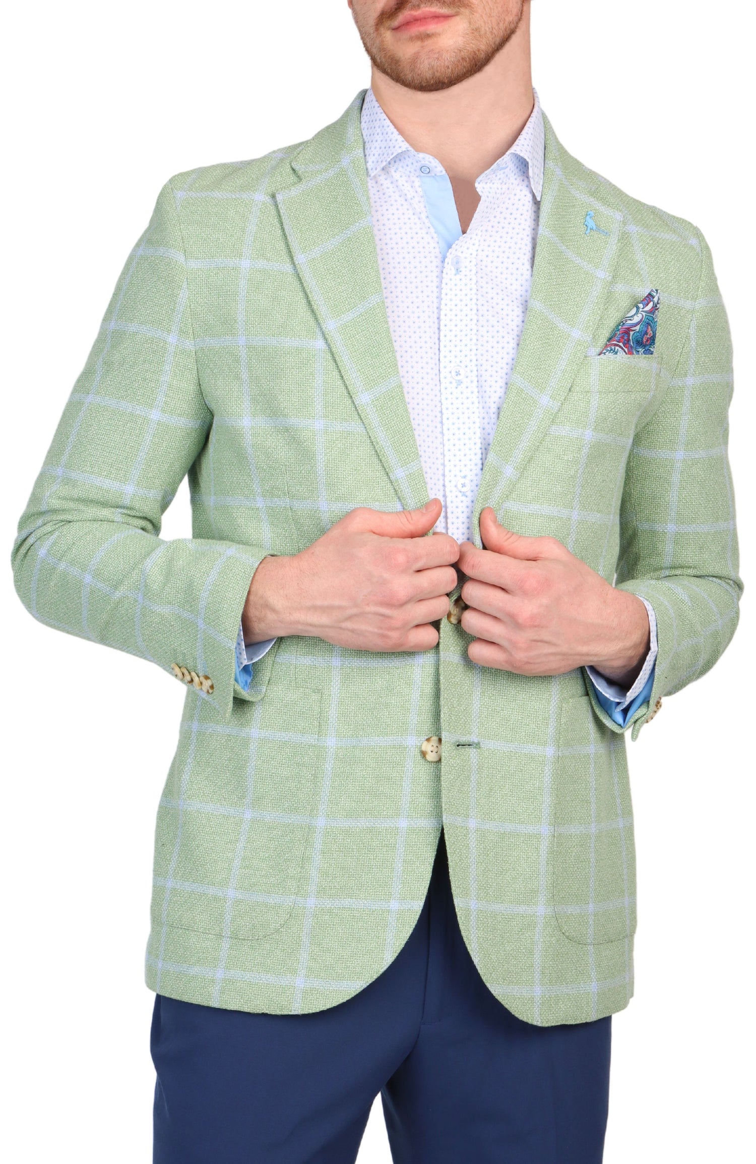 Olive Yarn Dye Windowpane Sport Coat